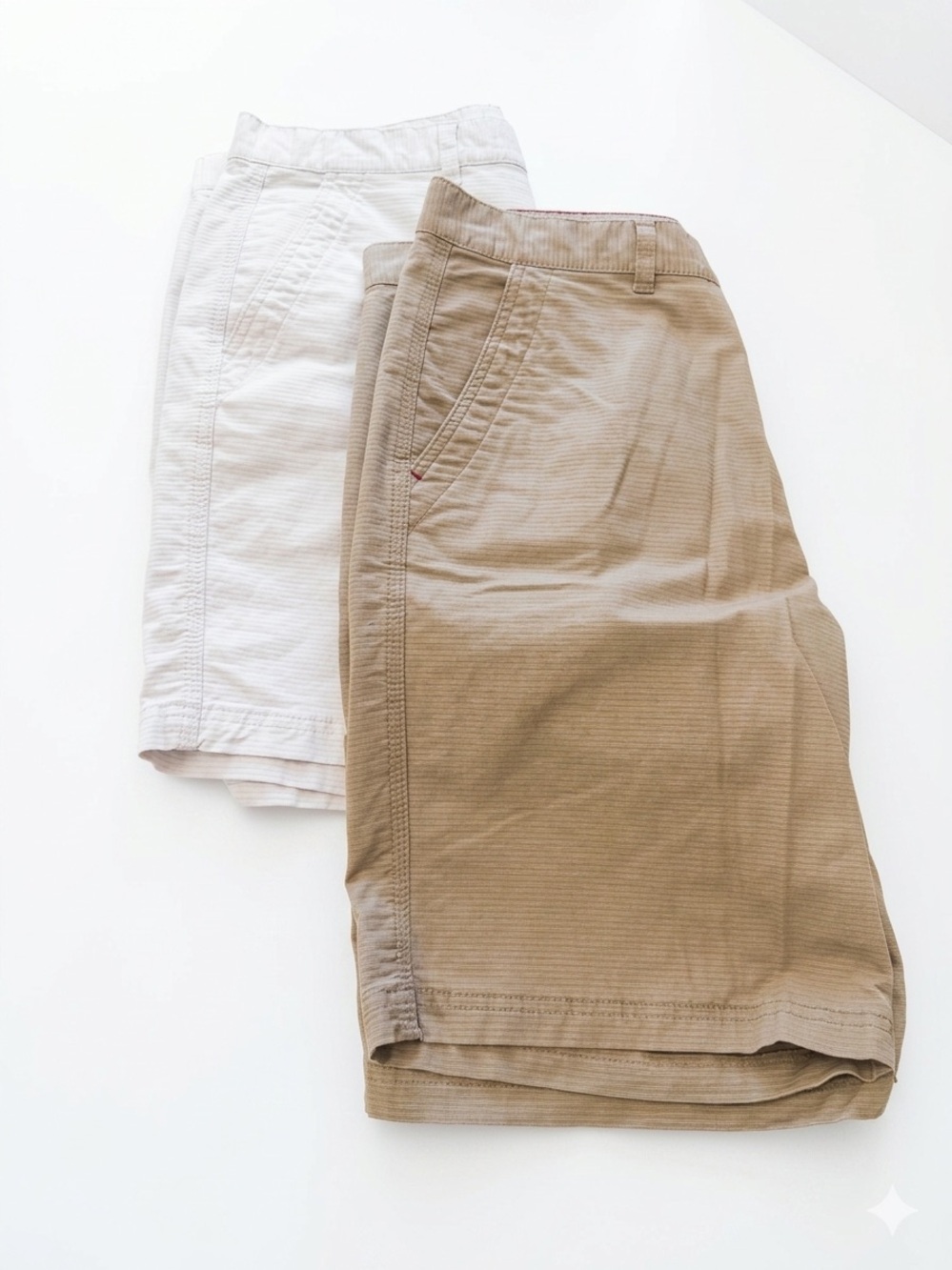 Mens Weatherproof Vintage Flat Front Shorts in Tan and Cream set of 2